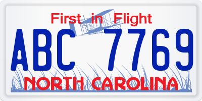 NC license plate ABC7769