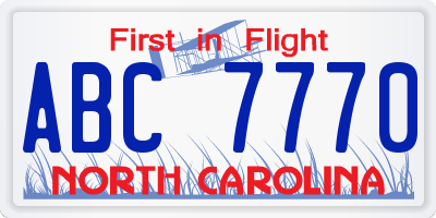 NC license plate ABC7770