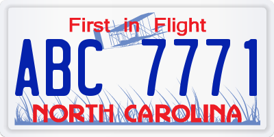 NC license plate ABC7771