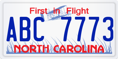 NC license plate ABC7773