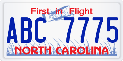 NC license plate ABC7775