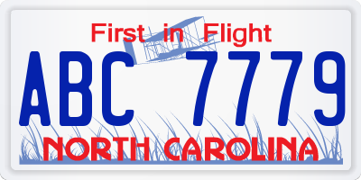 NC license plate ABC7779