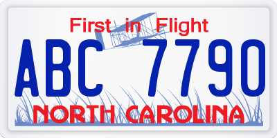 NC license plate ABC7790