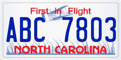 NC license plate ABC7803