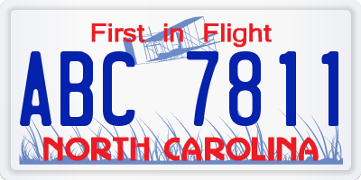 NC license plate ABC7811