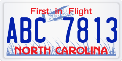 NC license plate ABC7813