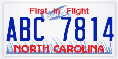 NC license plate ABC7814