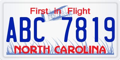 NC license plate ABC7819
