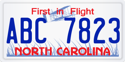 NC license plate ABC7823
