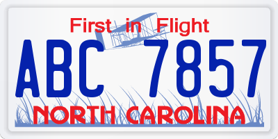 NC license plate ABC7857