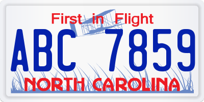 NC license plate ABC7859