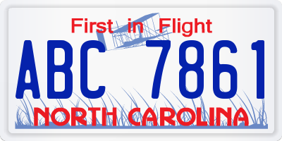 NC license plate ABC7861