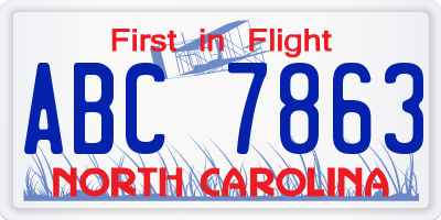 NC license plate ABC7863