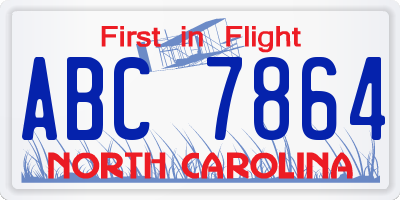 NC license plate ABC7864