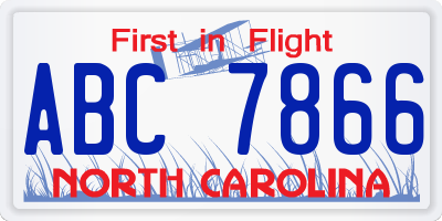 NC license plate ABC7866