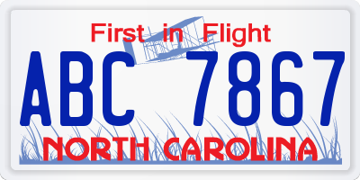 NC license plate ABC7867