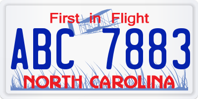 NC license plate ABC7883