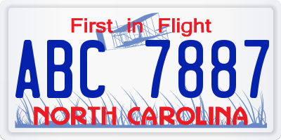 NC license plate ABC7887