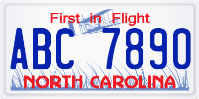 NC license plate ABC7890