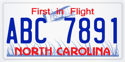 NC license plate ABC7891