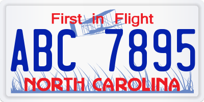 NC license plate ABC7895