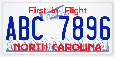 NC license plate ABC7896