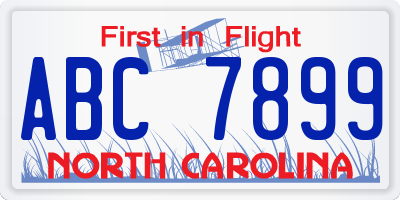 NC license plate ABC7899