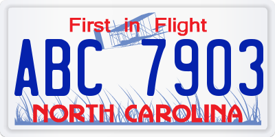 NC license plate ABC7903