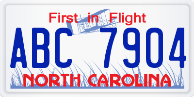 NC license plate ABC7904