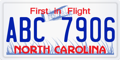 NC license plate ABC7906
