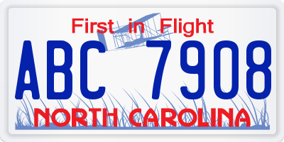 NC license plate ABC7908