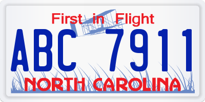 NC license plate ABC7911