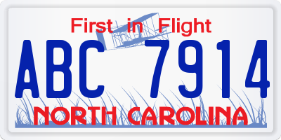 NC license plate ABC7914