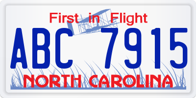NC license plate ABC7915