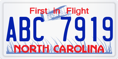 NC license plate ABC7919