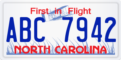 NC license plate ABC7942