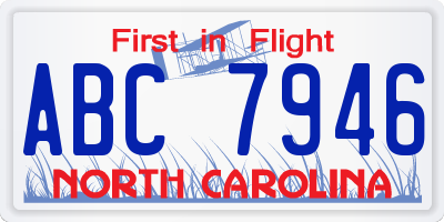 NC license plate ABC7946