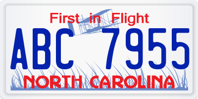 NC license plate ABC7955