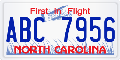 NC license plate ABC7956