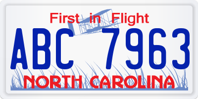 NC license plate ABC7963