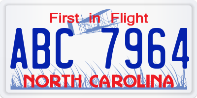 NC license plate ABC7964
