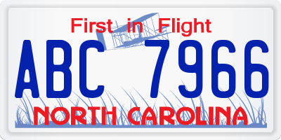 NC license plate ABC7966
