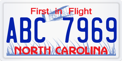 NC license plate ABC7969