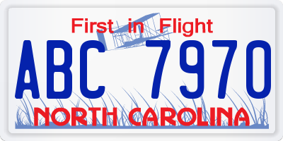 NC license plate ABC7970
