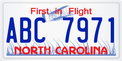 NC license plate ABC7971