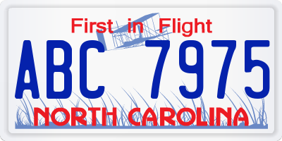 NC license plate ABC7975
