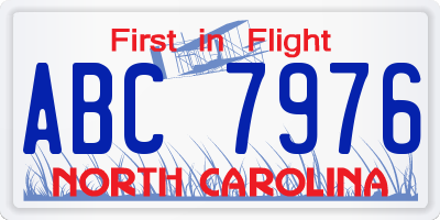 NC license plate ABC7976