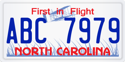 NC license plate ABC7979