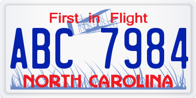 NC license plate ABC7984