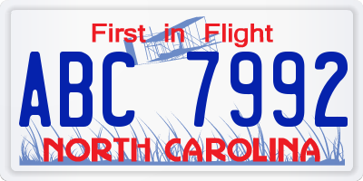 NC license plate ABC7992